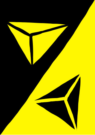 Yellow and black tetrahedron.