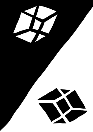 Black and white hexahedron.