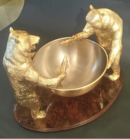 Fuente de champán en bronce dorado