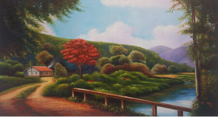 Paisaje al óleo sobre lienzo