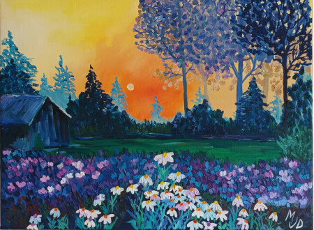 " Atardecer en el bosque"