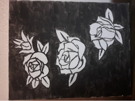 3 rosas en negro