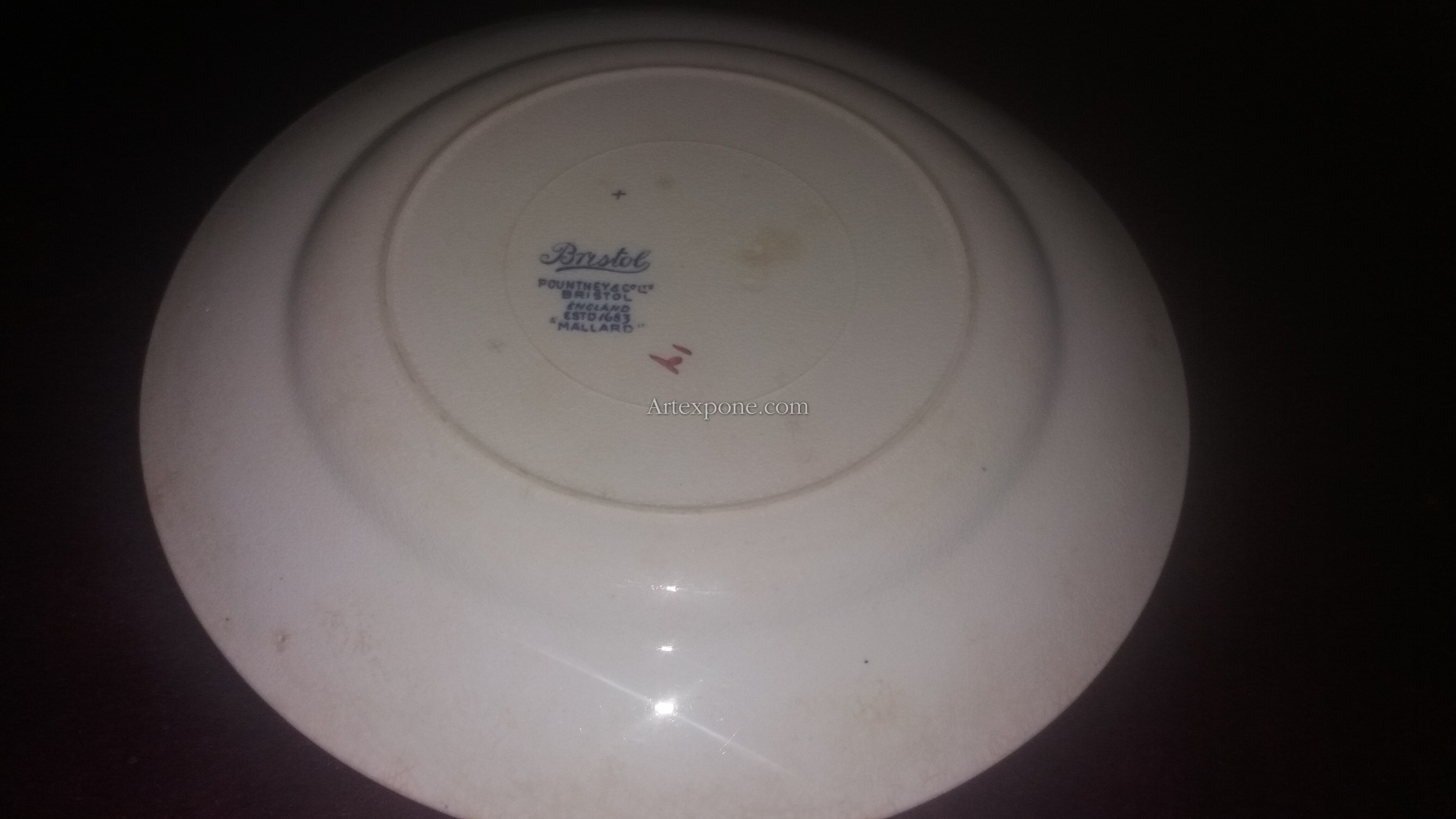 "Plate Bristol England Ceramic ", Mallard Esto 1683 . Obra de arte