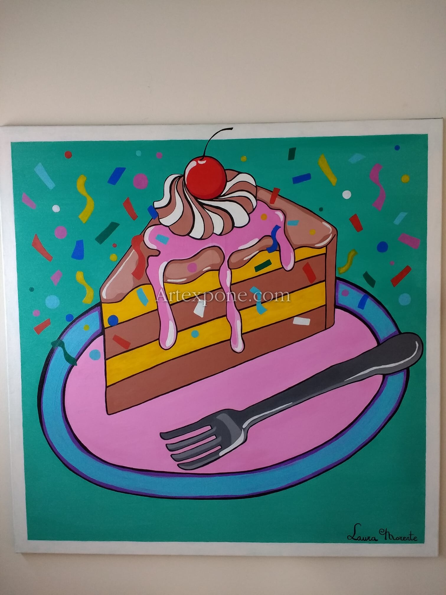 "Trozo de pastel pop art", Laura Morente. G. Obra de arte