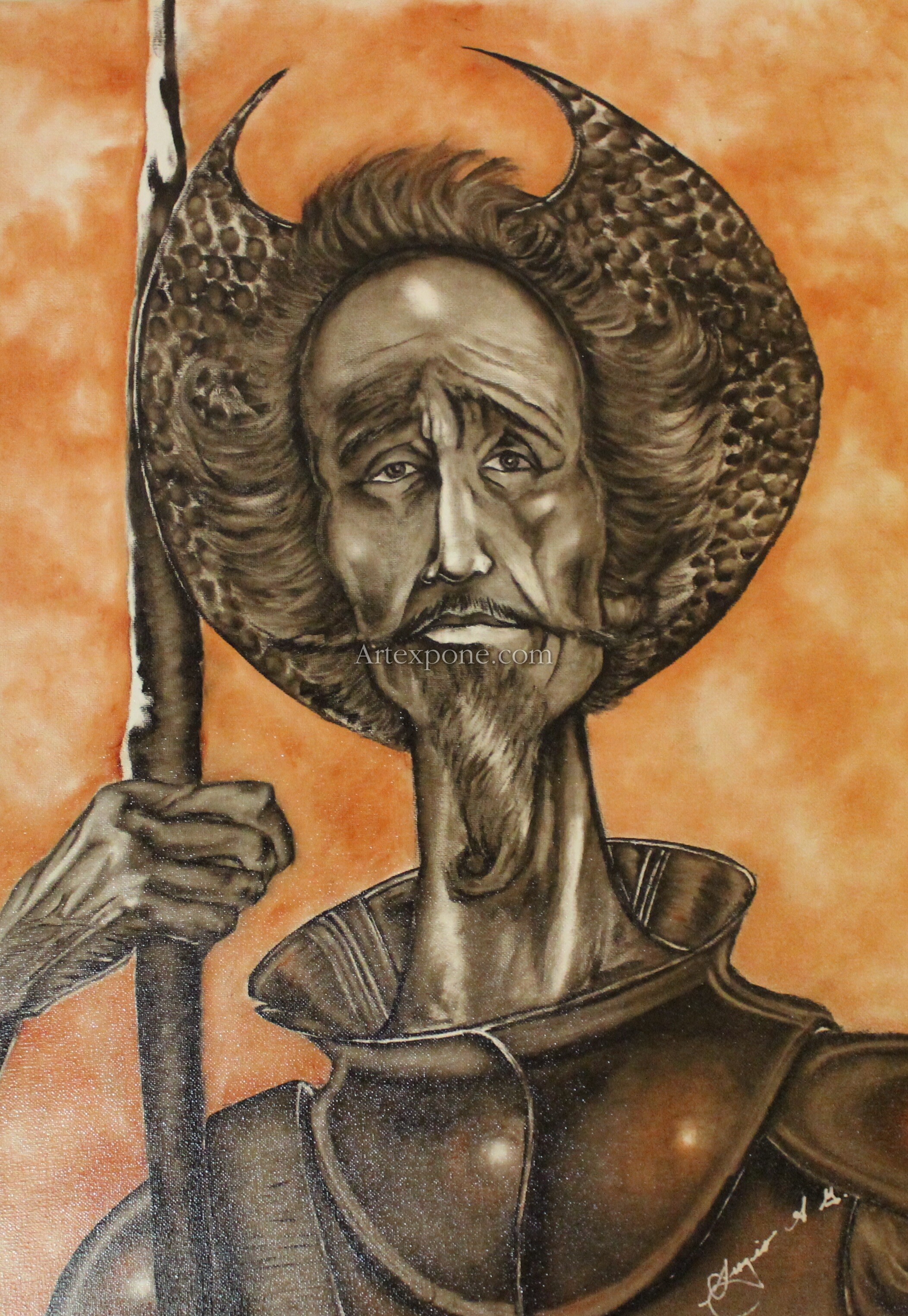 El Quijote De La Mancha Y Su Mirada Perdida Oigres Sergio Gonzalez Obra De Arte Artexpone Com