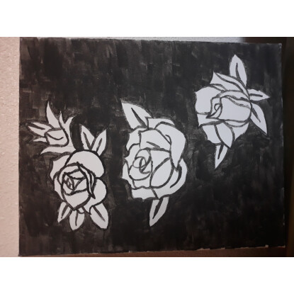 3 rosas en negro