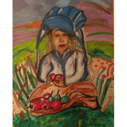 Mujer recogiendo fruta